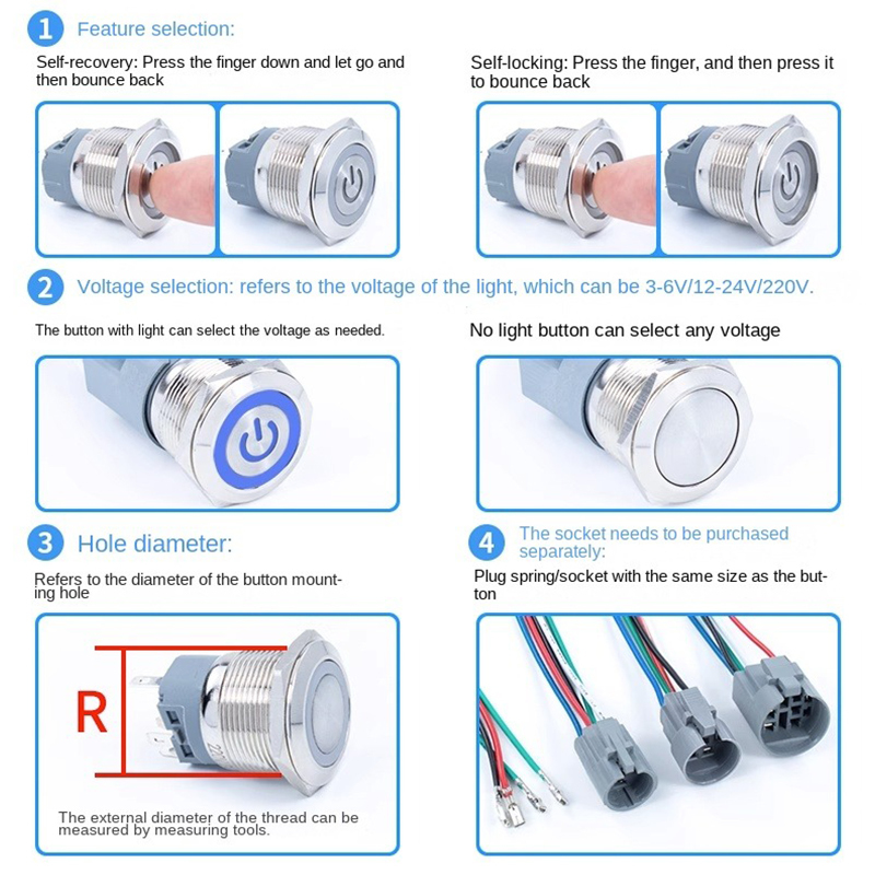 Luz LED, Reset Auto-bloqueio,  - Push Button Tactile avaliação e preço