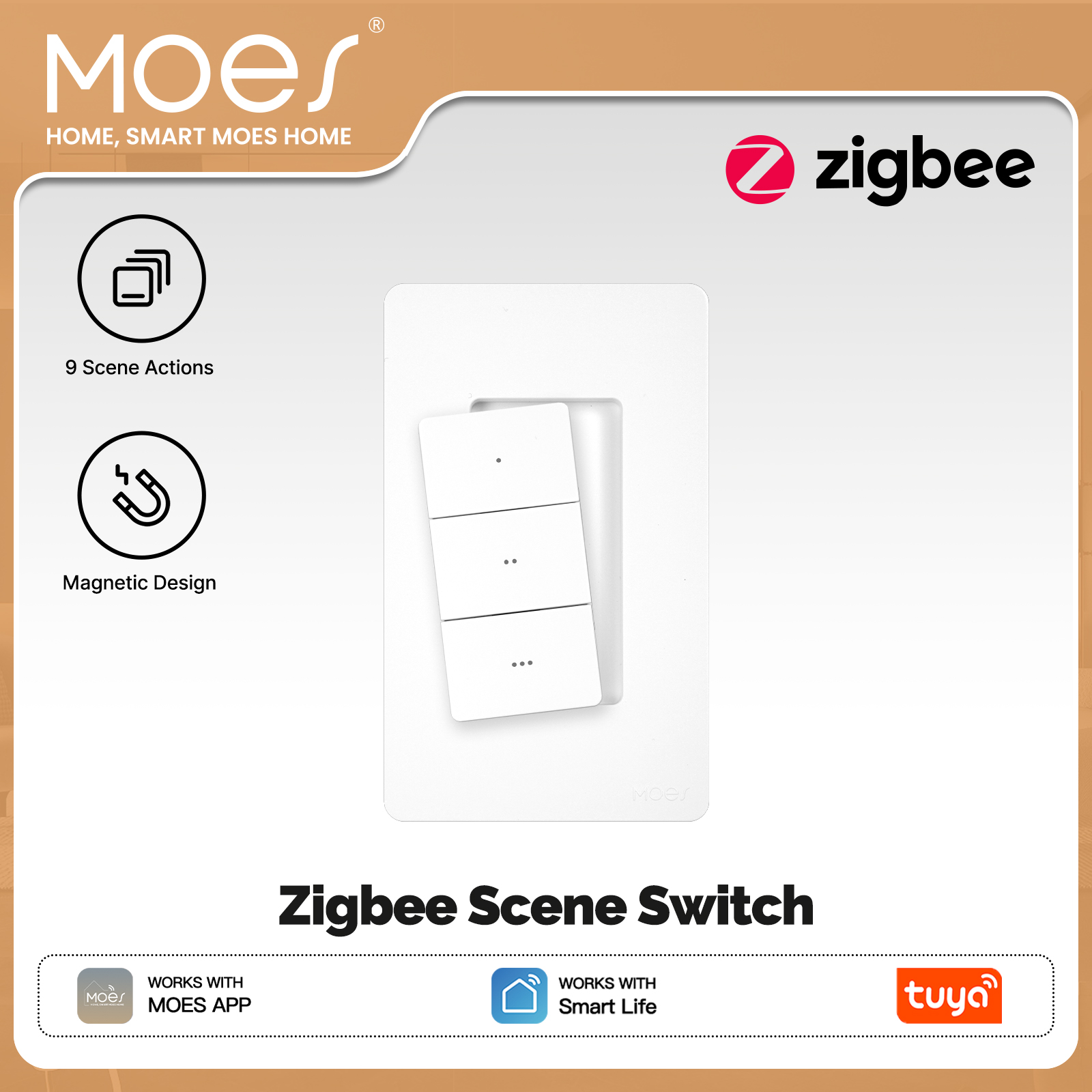 MOES Tuya Zigbee Interruptor d - Push Button Tactile avaliação e preço