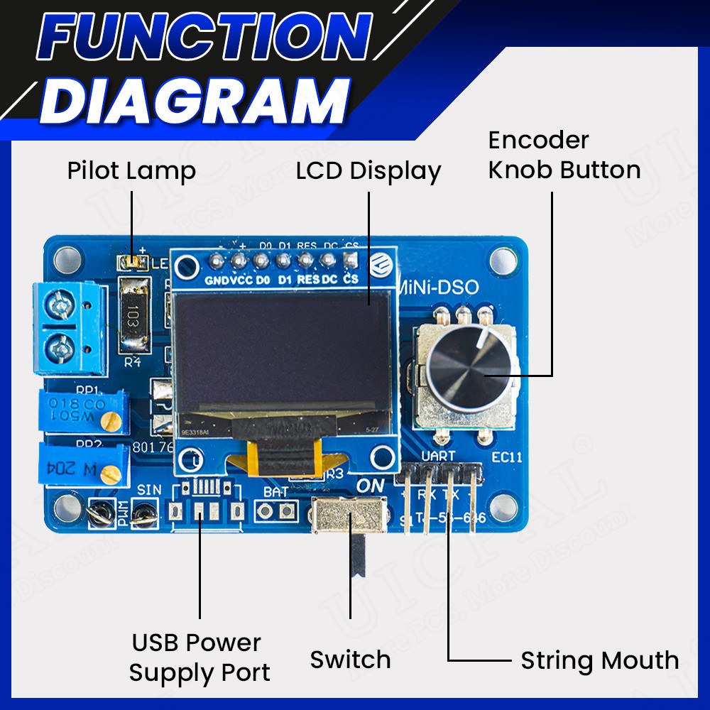 DIY Mini Osciloscópio Digital, - Oscilloscope Dso Mini avaliação e preço